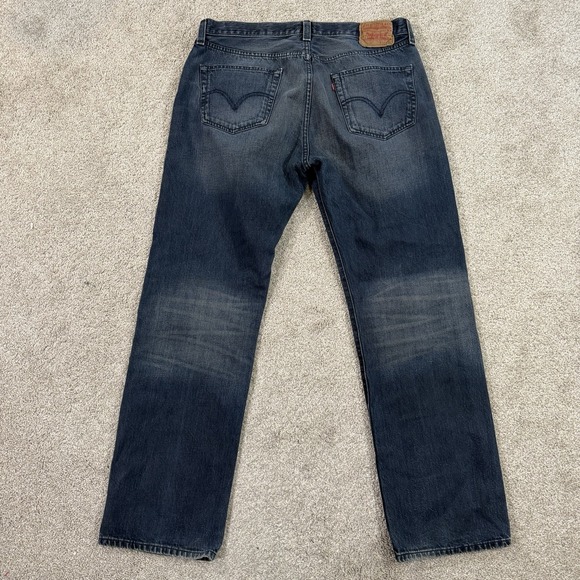 Levi's 501 Original Straight Leg Button Fly Jeans 36x32 Dark Wash Denim Everyday - Picture 9 of 11